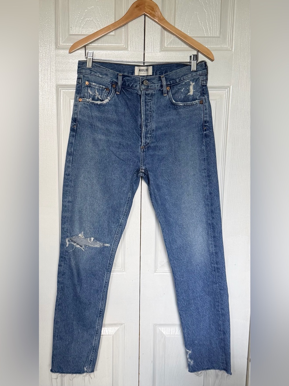 AGOLDE Jamie Sizzle High Rise Distressed Straight Leg Jeans Size 28
